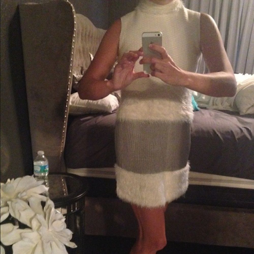 Dvf plush cream and silver dress sz XS (p)